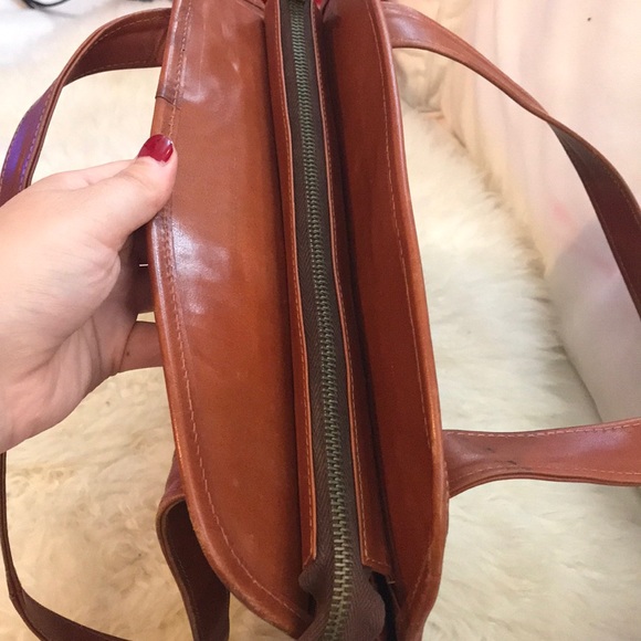 Cognac brown vintage JR leather hand bag/purse - Picture 8 of 14